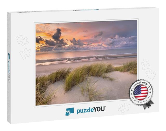 Sunset View from Dune Top Over North Sea & Canal in Zeela... Jigsaw Puzzle