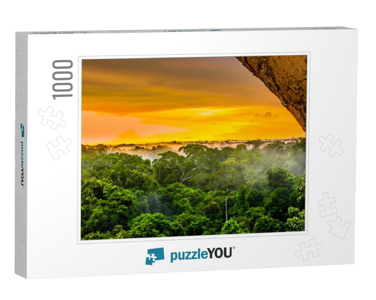 Sunset Over the Trees in the Brazilian Rainforest of Amaz... Jigsaw Puzzle with 1000 pieces