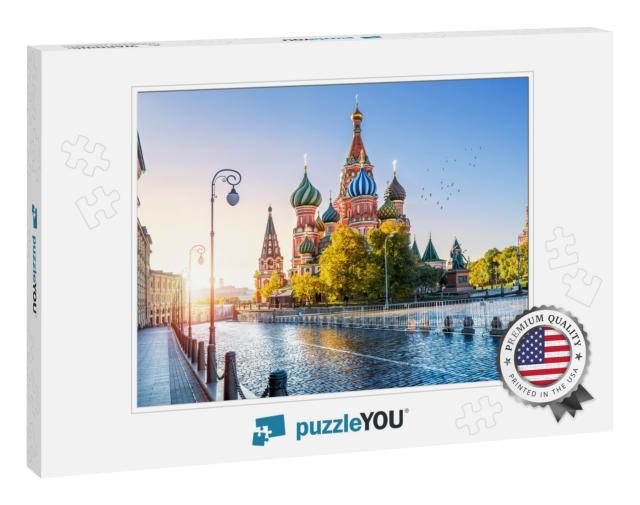 St. Basils Cathedral on Red Square in Moscow & the Mornin... Jigsaw Puzzle