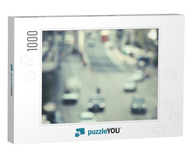 The Blurred Image of a Car Driving on the Road Traffic &... Jigsaw Puzzle with 1000 pieces
