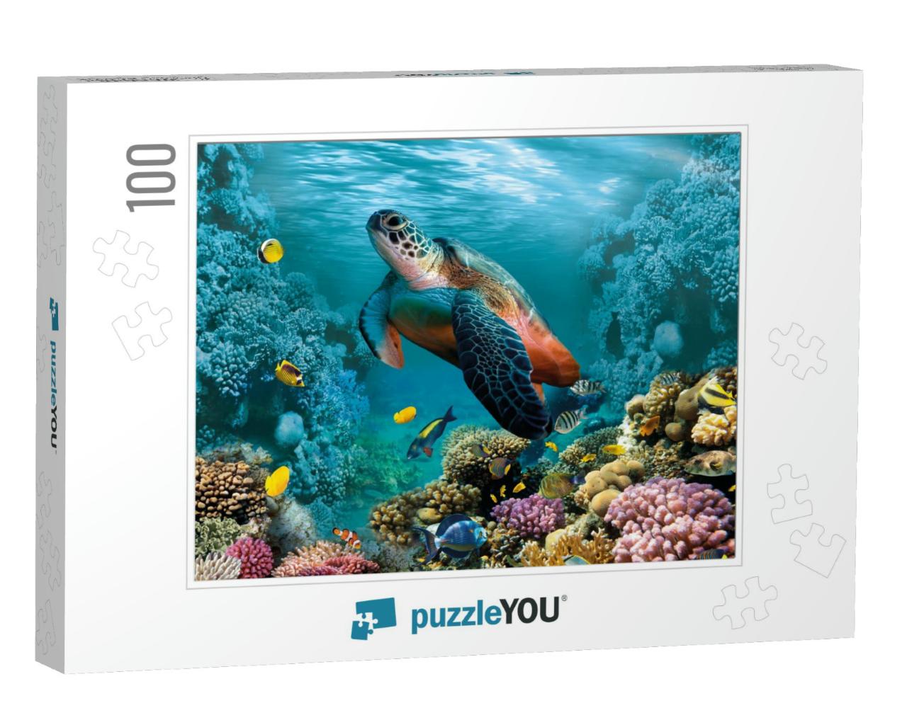 Image for 3D Floor. Underwater World. Turtle. Corals... Jigsaw Puzzle with 100 pieces
