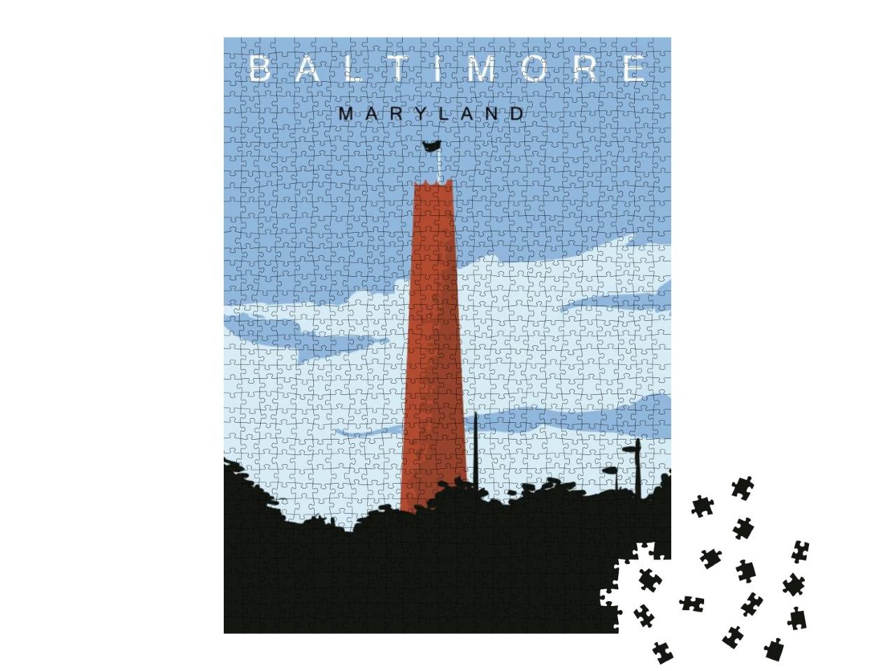 Baltimore Modern Vector Poster. Baltimore, Maryland Lands... Jigsaw Puzzle with 1000 pieces