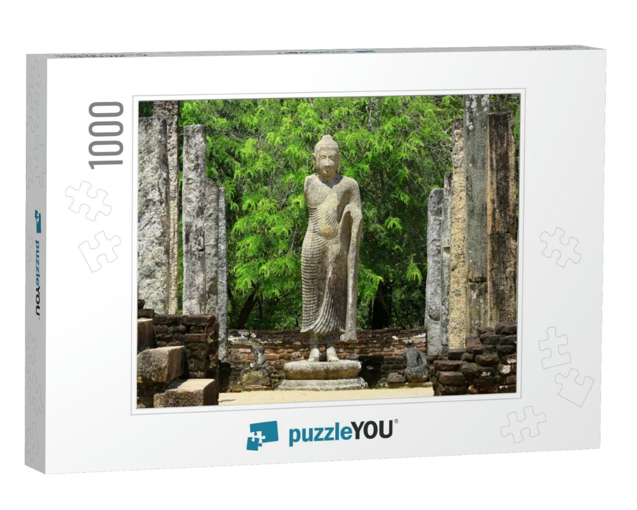 Sacred Quadrangle with Standing Statue of Lord Buddha & S... Jigsaw Puzzle with 1000 pieces