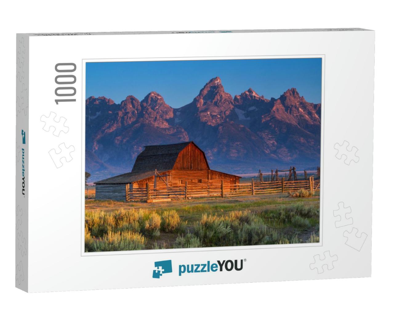 Sunrise of Historic Moulton Barn in the Grand Teton Natio... Jigsaw Puzzle with 1000 pieces