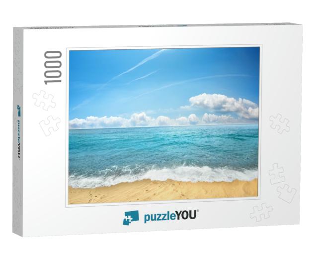 Tropical Yellow Sand Beach & Blue Sky... Jigsaw Puzzle with 1000 pieces
