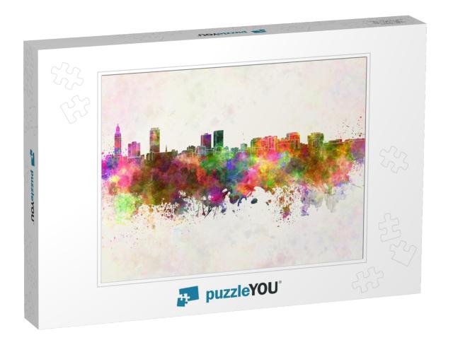 Baton Rouge Skyline in Watercolor Background... Jigsaw Puzzle