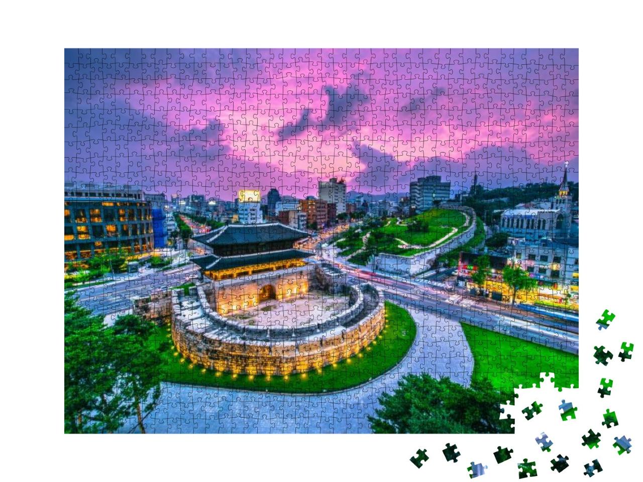 Seoul Dongdaemun Gate & Traffic in Seoul, South Korea... Jigsaw Puzzle with 1000 pieces