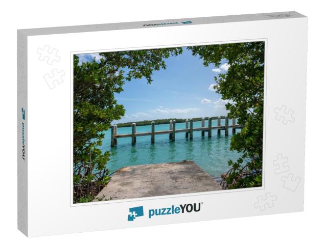 Dock At Adams Key Through Mangrove Leaves... Jigsaw Puzzle