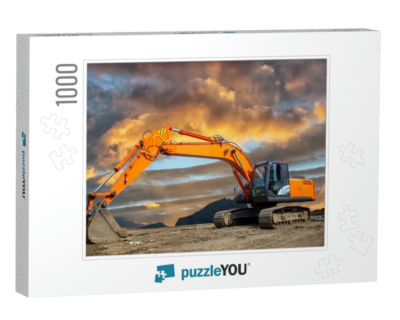 Crawler Excavator on Construction Site. Isolated Big Craw... Jigsaw Puzzle with 1000 pieces
