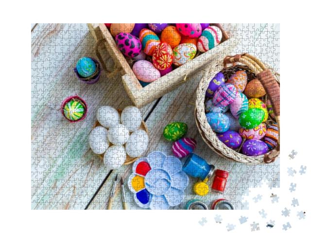 Easter Holiday Concept, Colorful Easter Eggs in Egg Box... Jigsaw Puzzle with 1000 pieces