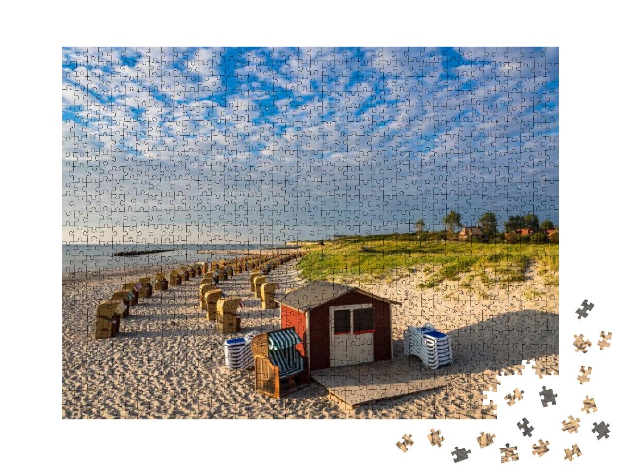 Beach Chairs on Shore of the Baltic Sea in Wustrow German... Jigsaw Puzzle with 1000 pieces