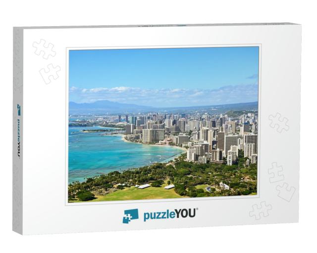 Honolulu & Waikiki Beach on Oahu Hawaii. View from the Fa... Jigsaw Puzzle