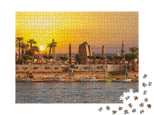 River Nile Luxor Egypt, Beautiful Yellow Sunny Background... Jigsaw Puzzle with 1000 pieces