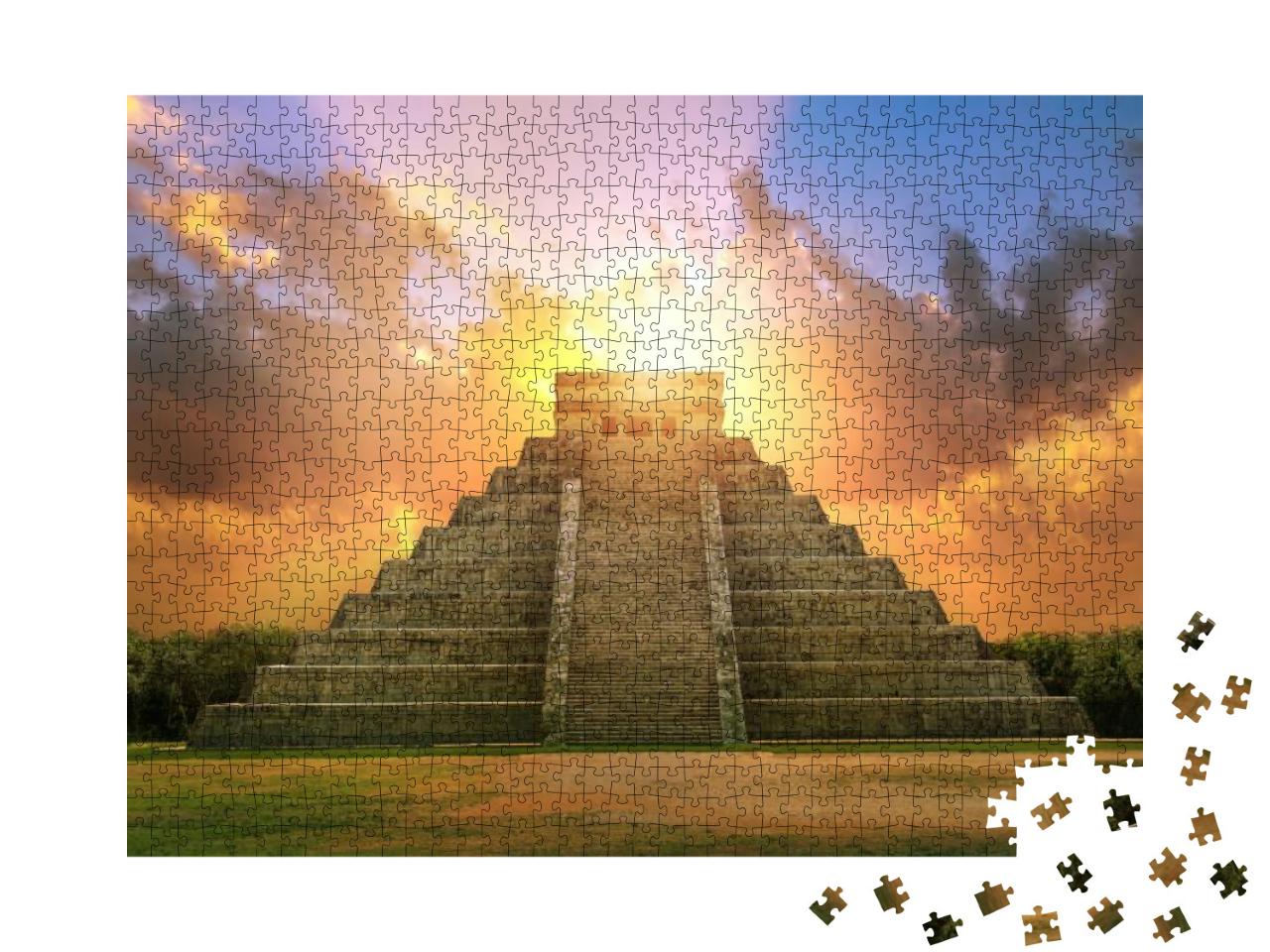 Mexico, Chichen Itza, Yucatan. Mayan Pyramid of Kukulcan... Jigsaw Puzzle with 1000 pieces