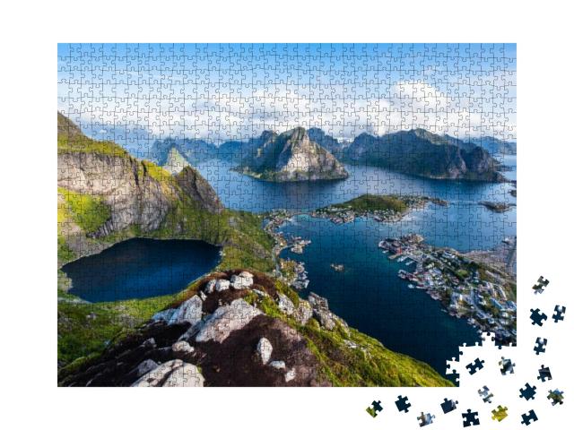 Reine from Reinebringen, View on Stunning Mountains of Lo... Jigsaw Puzzle with 1000 pieces