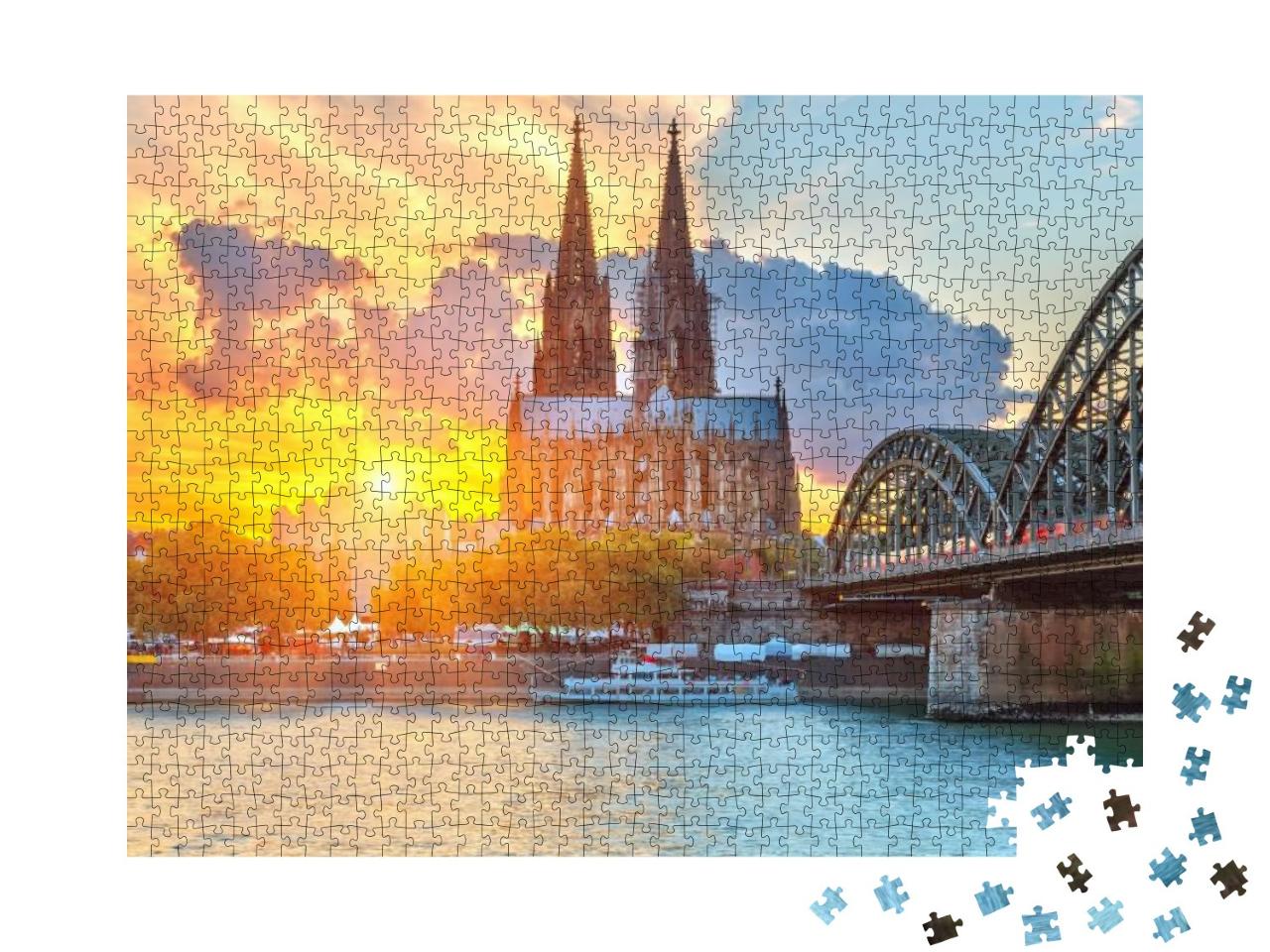View on Cologne At Sunset... Jigsaw Puzzle with 1000 pieces