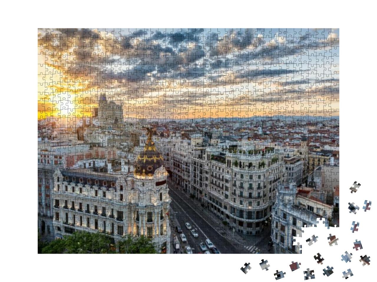 The Skyline of Madrid, Spain, During Sunset... Jigsaw Puzzle with 1000 pieces