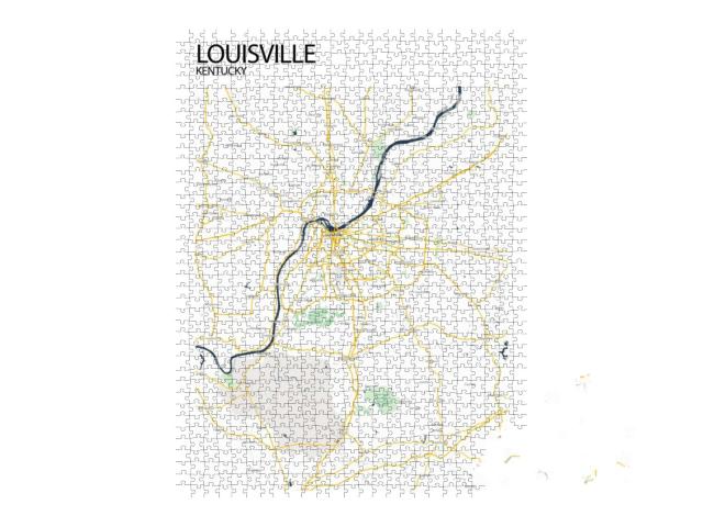 Poster Louisville - Kentucky Map. Road Map. Illustration... Jigsaw Puzzle with 1000 pieces