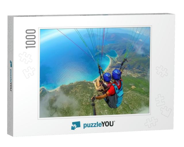 Extreme Sport. Landscape. Paragliding in the Sky. Paragli... Jigsaw Puzzle with 1000 pieces