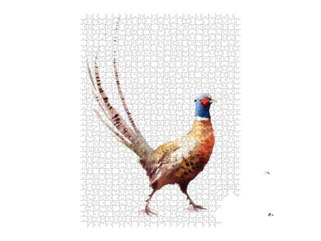 Pheasant Watercolor Bird Hand Painted Illustration Isolat... Jigsaw Puzzle with 1000 pieces
