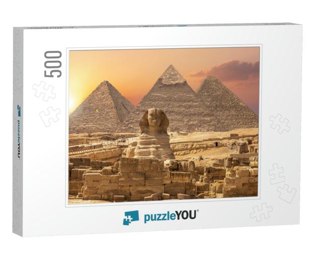 The Sphinx & the Piramids, Famous Wonder of the World, Gi... Jigsaw Puzzle with 500 pieces
