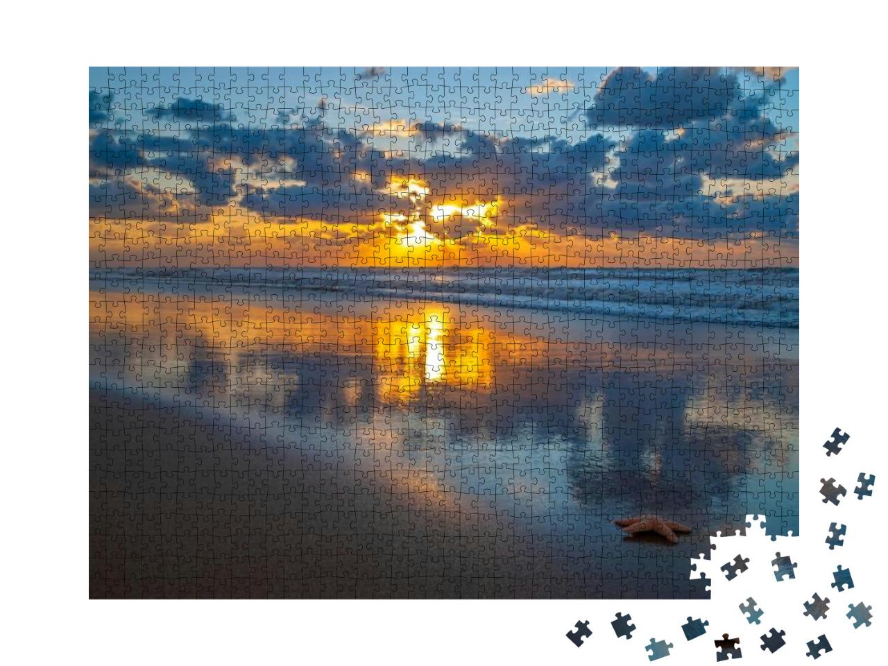 Sunset Along the North Sea Beach of Oostende Ostend with... Jigsaw Puzzle with 1000 pieces