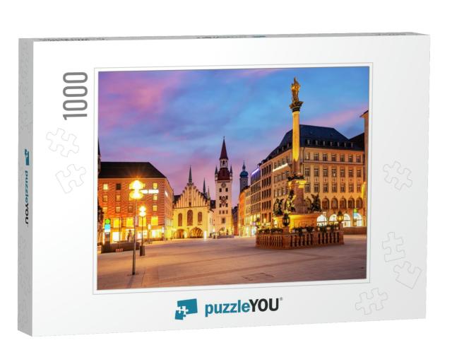 Munich Old Town, Marienplatz Square & the Old Town Hall T... Jigsaw Puzzle with 1000 pieces