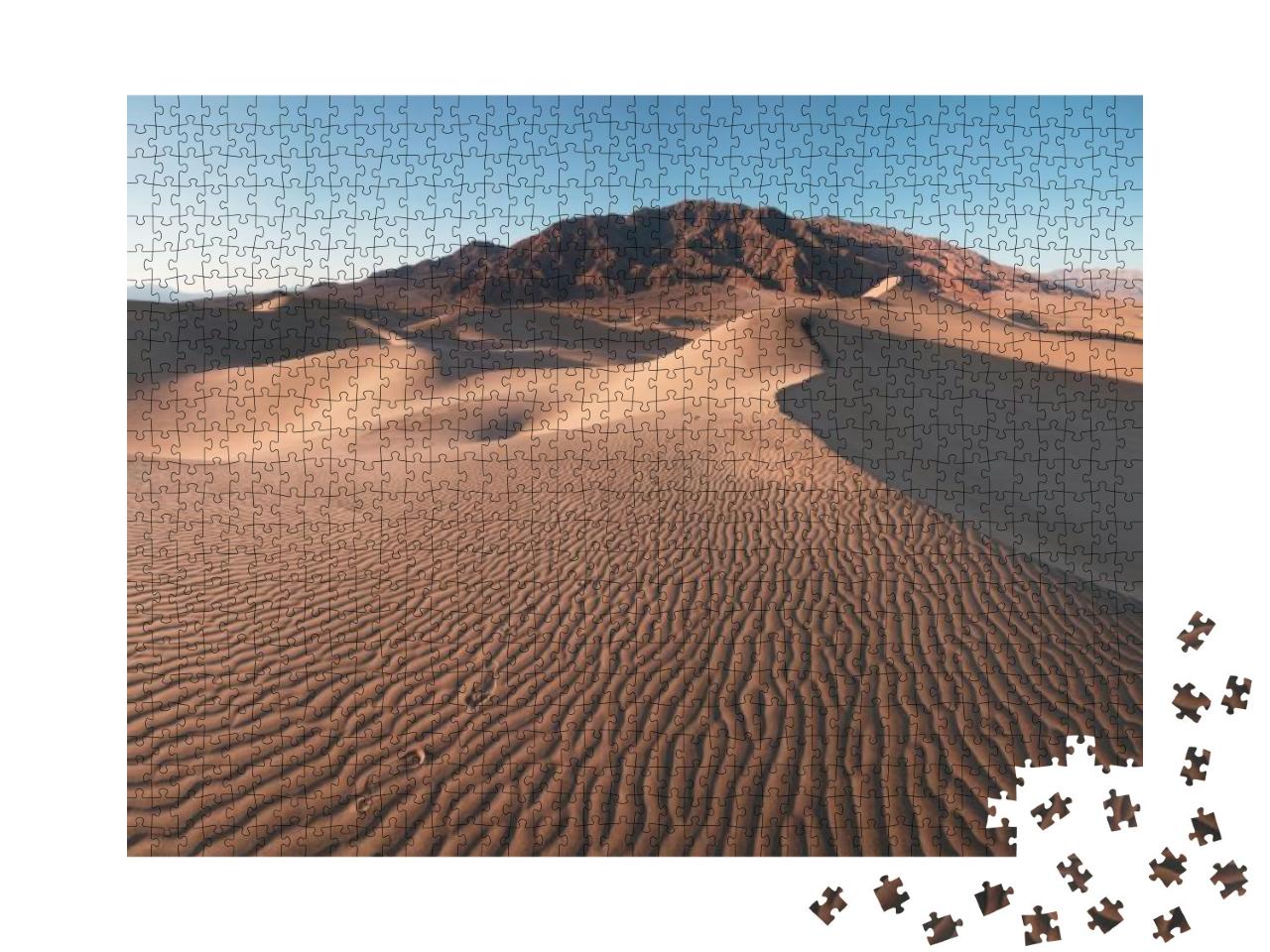 Early Morning Sunlight Over Sand Dunes & Mountains At Mes... Jigsaw Puzzle with 1000 pieces