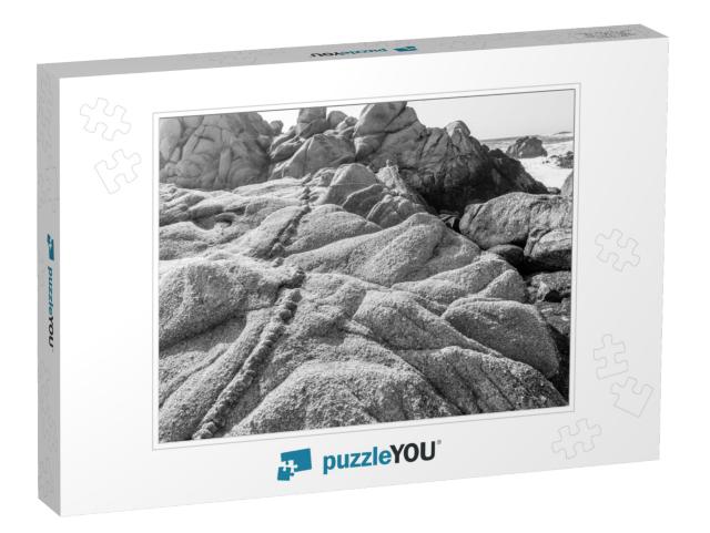 Dramatic Black & White Image of Crystal Veins Going Throu... Jigsaw Puzzle