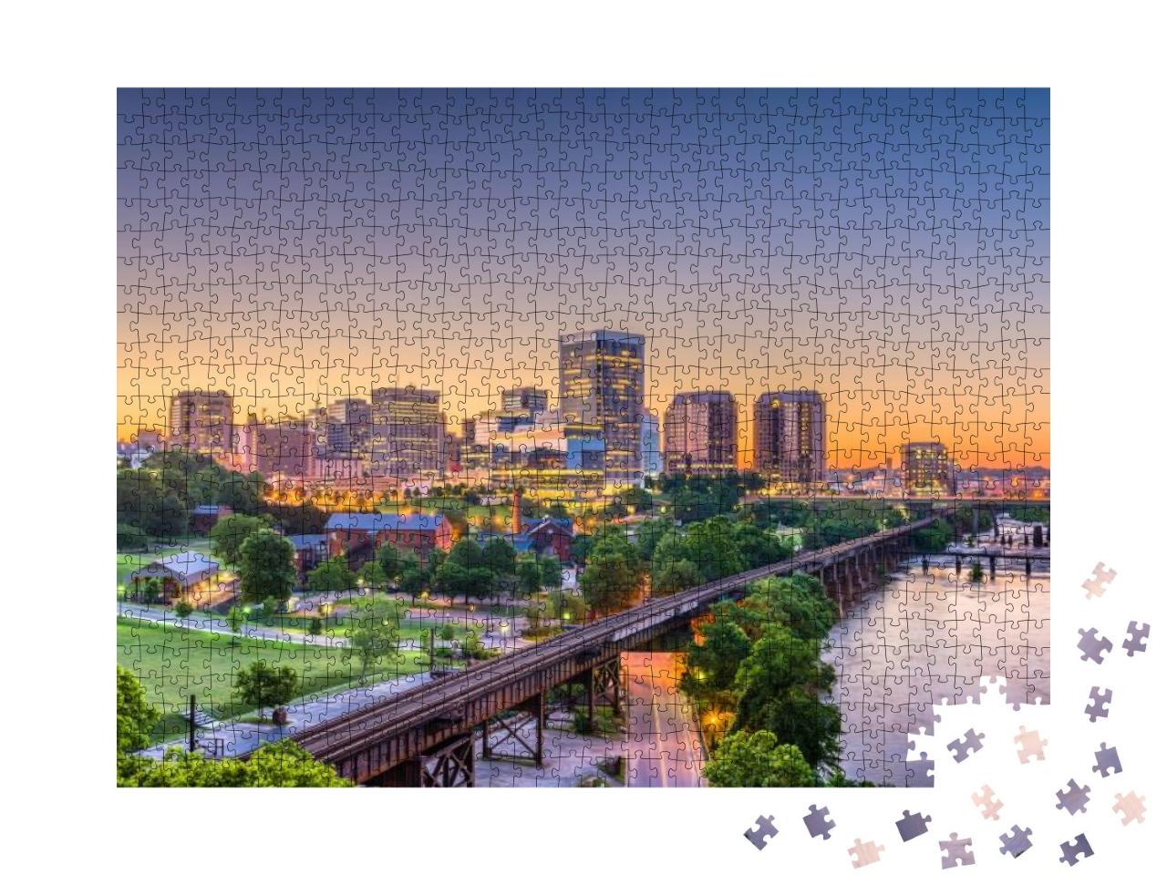 Richmond, Virginia, USA Downtown Skyline on the River At T... Jigsaw Puzzle with 1000 pieces