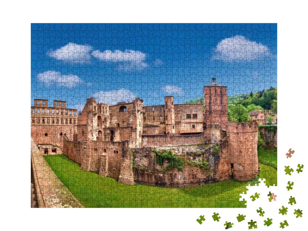 Ruins of Heidelberg Castle Heidelberger Schloss in Spring... Jigsaw Puzzle with 1000 pieces