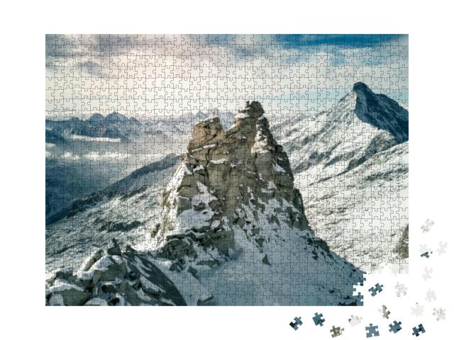 An Aerial Shot of the Beautiful Hintertuxer Gletscher in... Jigsaw Puzzle with 1000 pieces