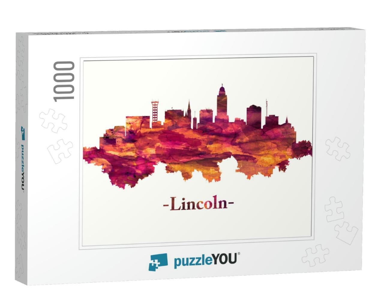 Red Skyline of Lincoln, the Capital City of Nebraska... Jigsaw Puzzle with 1000 pieces