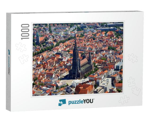 Closer Aerial View of Ulm Minster Ulmer Muenster & Ulm, S... Jigsaw Puzzle with 1000 pieces