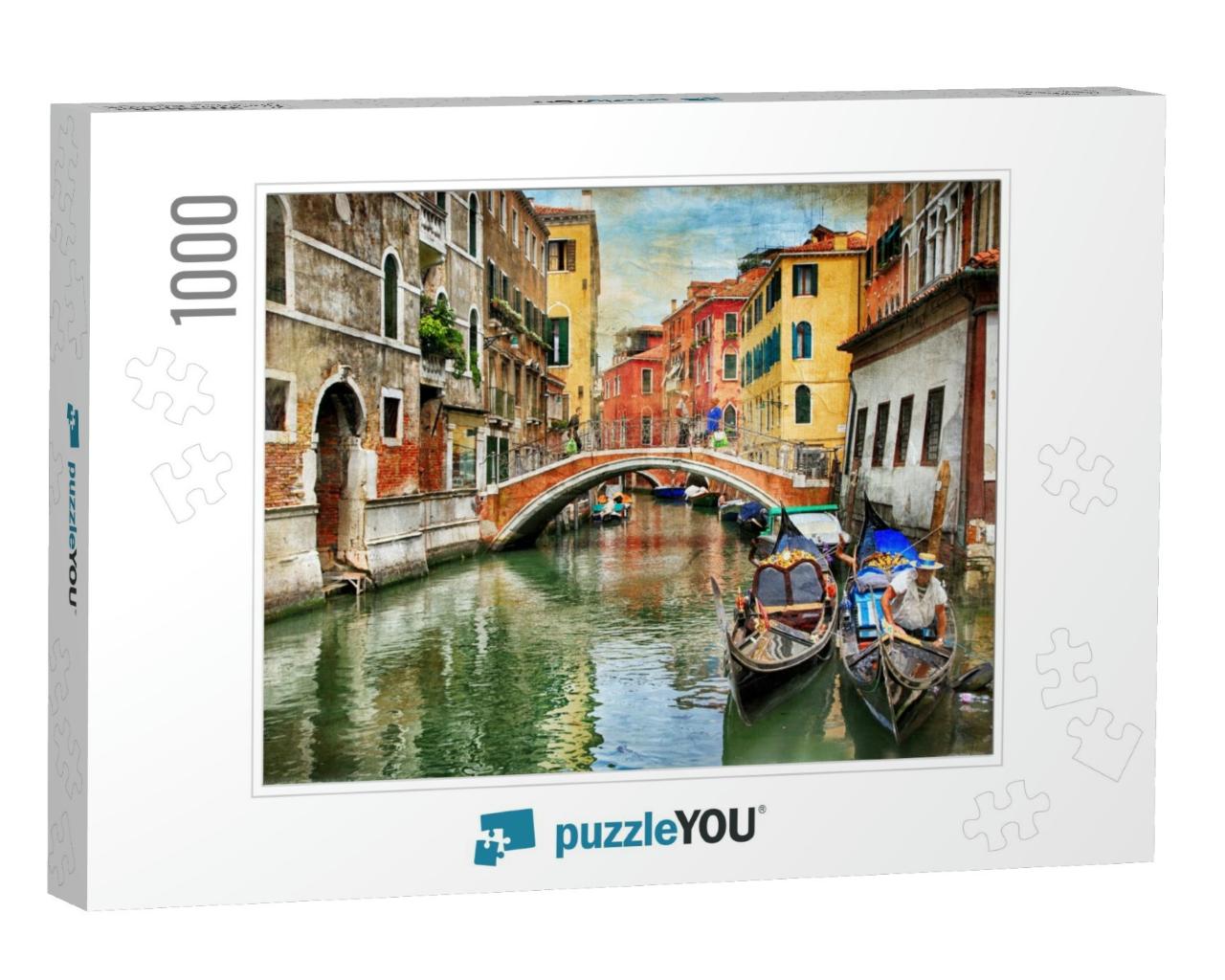 Romantic Venetian Canals - Artwork in Painting Style... Jigsaw Puzzle with 1000 pieces