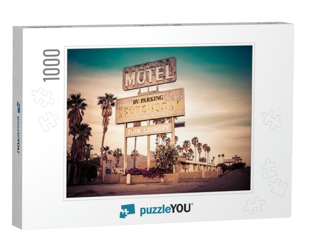 Roadside Motel Sign - Decayed Iconic Desert Southwest Usa... Jigsaw Puzzle with 1000 pieces