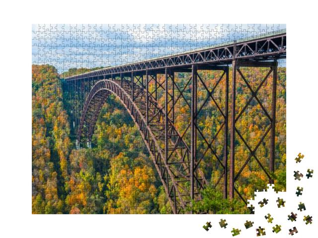 New River Gorge, West Virginia, USA with the Bridge in Aut... Jigsaw Puzzle with 1000 pieces