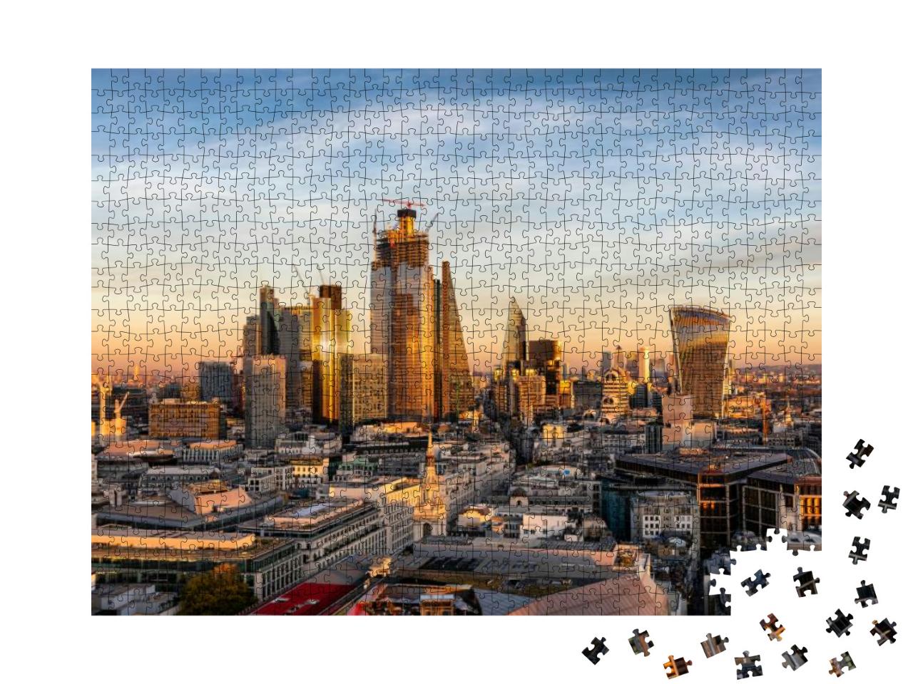 Sunset Over the Urban Skyline of the Financial District C... Jigsaw Puzzle with 1000 pieces