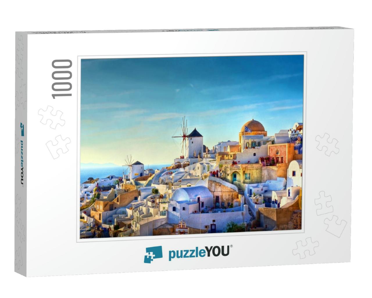Hdr Image from the Famous View Over the Village of Oia At... Jigsaw Puzzle with 1000 pieces