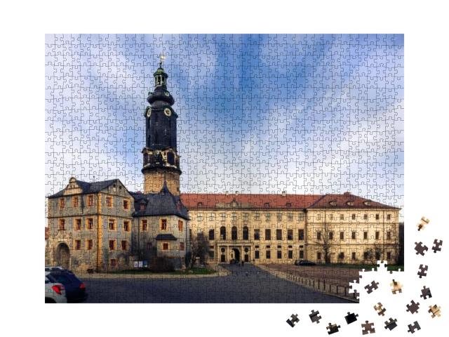 The Schloss Weimar Surrounded by Cars Under the Blue Clou... Jigsaw Puzzle with 1000 pieces