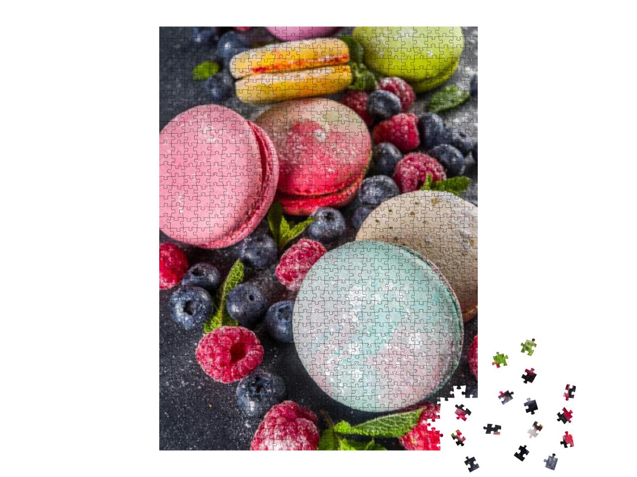 Colorful French Macaron Dessert. Set of Various Different... Jigsaw Puzzle with 1000 pieces