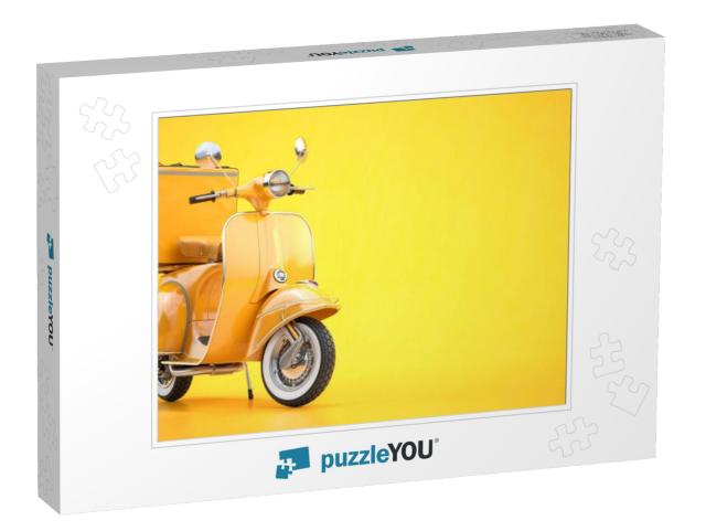 Scooter Express Delivery Service. Yellow Motor Bike with... Jigsaw Puzzle