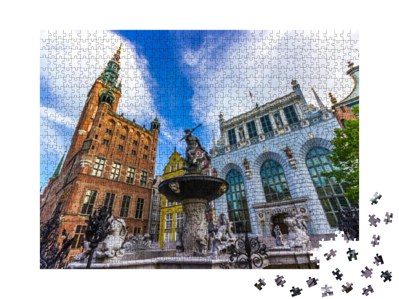 Famous Neptune Fountain. Gdansk, Poland... Jigsaw Puzzle with 1000 pieces