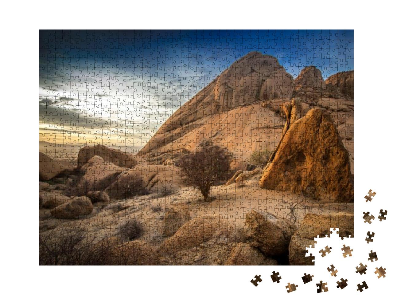 Sunset with Clouds Over Spitzkoppe, Namibia... Jigsaw Puzzle with 1000 pieces