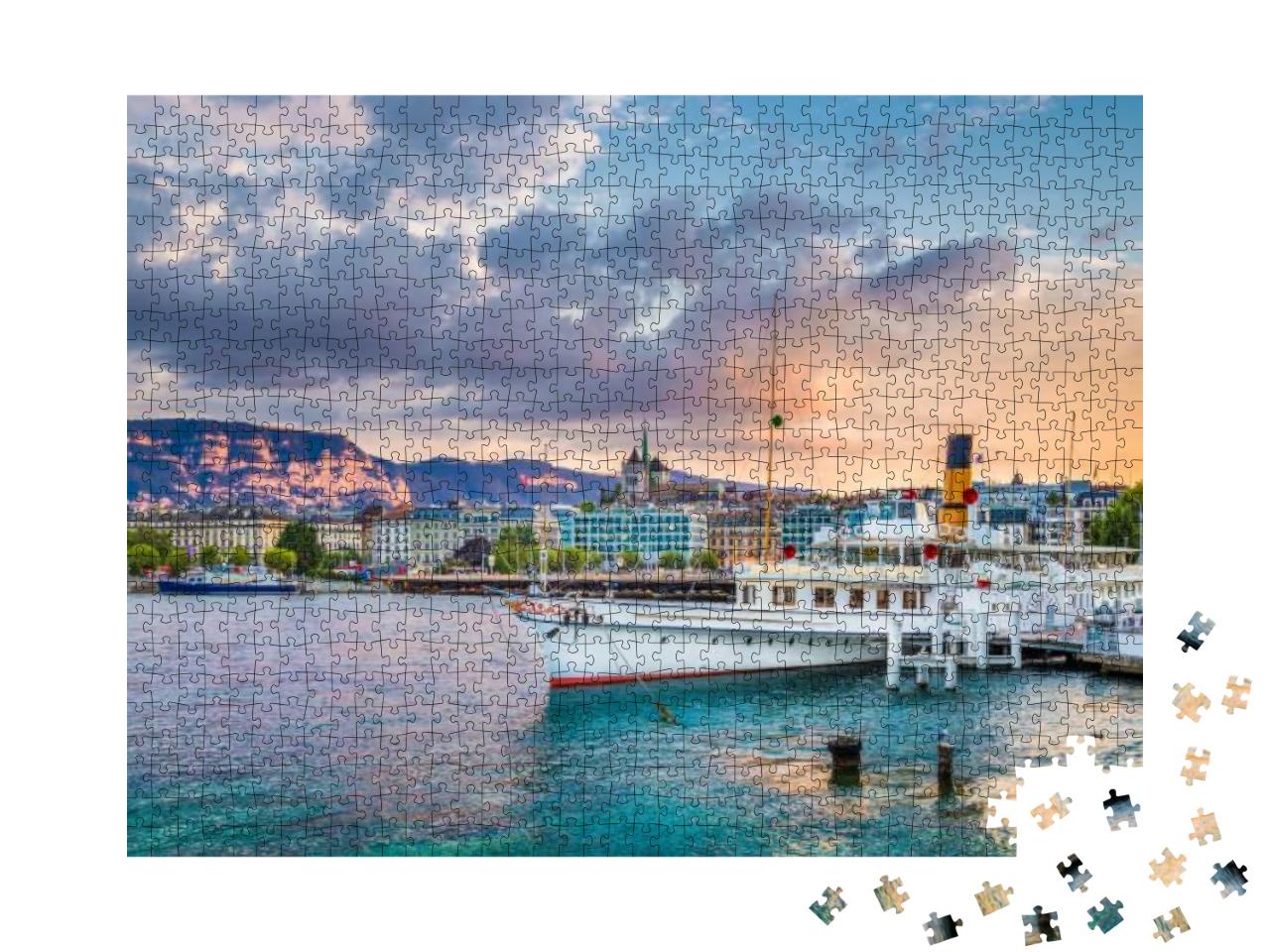 Panoramic View of the Historic City Center of Geneva with... Jigsaw Puzzle with 1000 pieces
