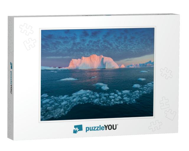Iceberg At Sunset. Nature & Landscapes of Greenland. Disk... Jigsaw Puzzle