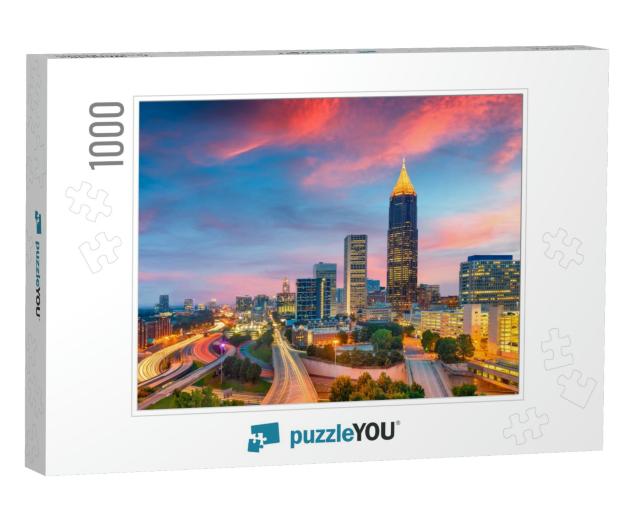 Atlanta, Georgia, USA Downtown & Midtown Skyline At Dusk... Jigsaw Puzzle with 1000 pieces