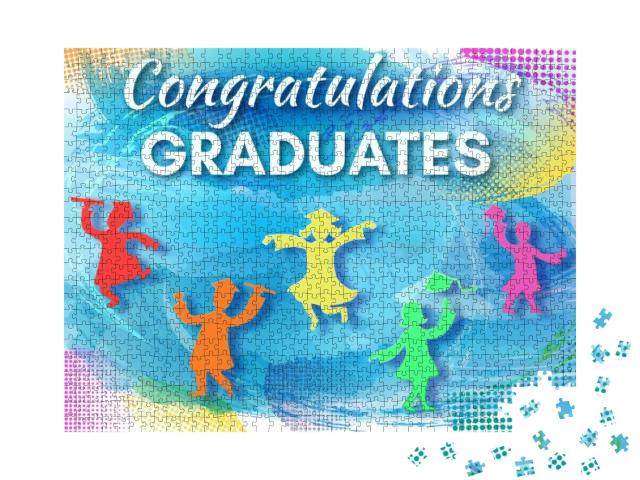 Graduation Party Background in Paper Art Style Wit... Jigsaw Puzzle with 1000 pieces