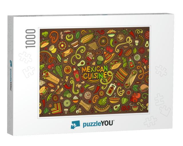 Colorful Vector Hand Drawn Doodle Cartoon Set of Mexican... Jigsaw Puzzle with 1000 pieces