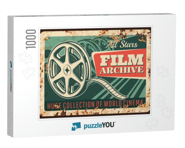 Film Archive Rusty Metal Plate, Vector Vintage Rust Tin S... Jigsaw Puzzle with 1000 pieces